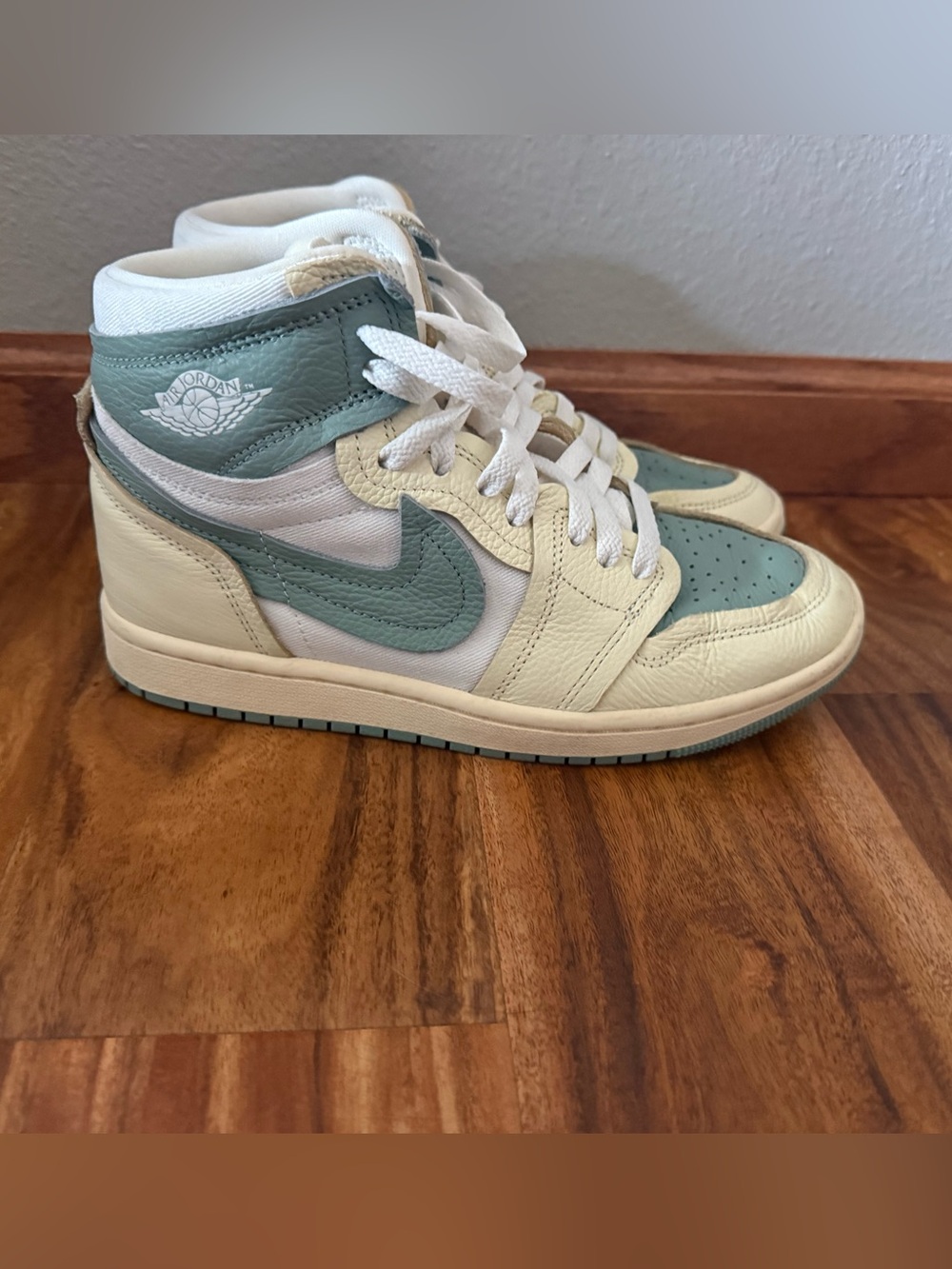 Jordan High-Top Sneakers in Seafoam Green & Cream